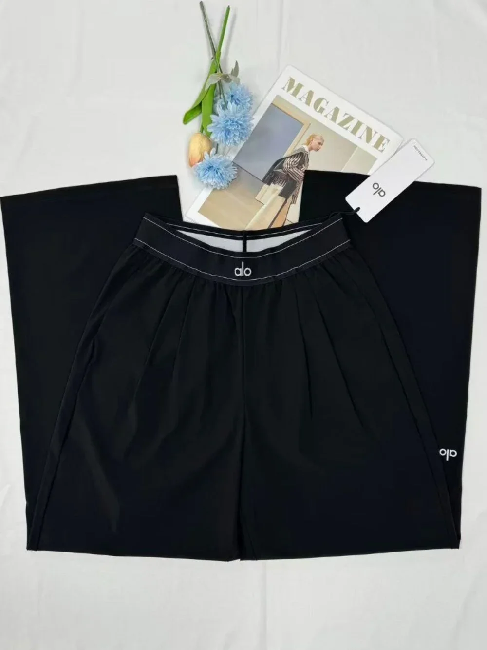 NWT Alo Yoga Suit Up Trouser Black Wide Leg Pant Regular 30" Inseam π€πββοΈ - Picture 2 of 8